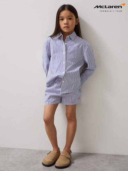 Reiss Blue/White Lella McLaren F1 Team Cotton Stripe Shorts (F43032) | R$ 335