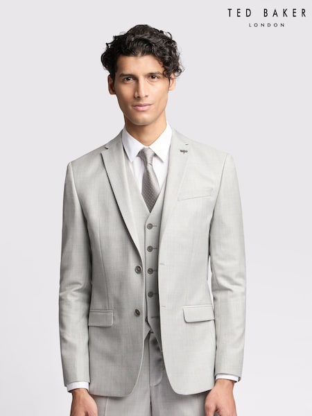 Ted Baker Grey Slim Lowry Sharkskin Jacket (F43104) | €330