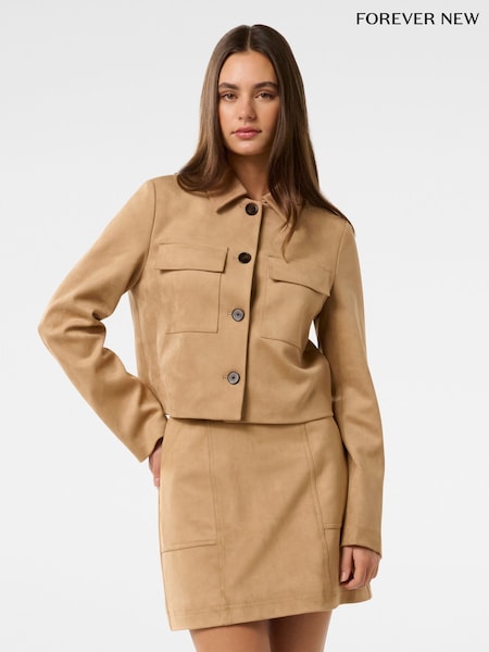 Forever New Brown Tyla Vegan Suede Jacket (F43125) | €125