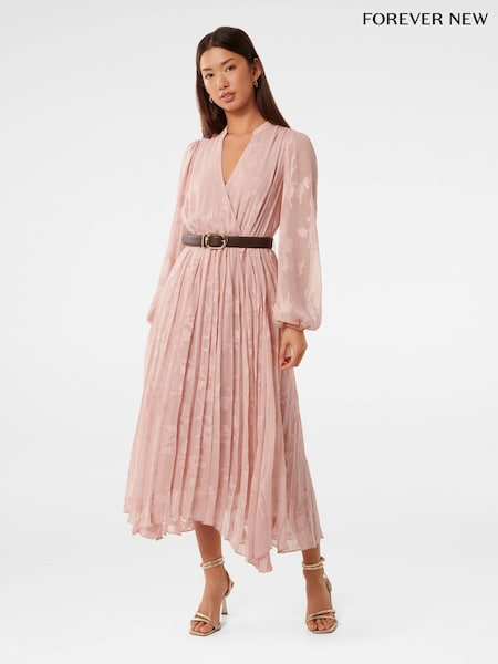 Forever New Pink Gabriella Textured Midi Dress (F43136) | €145