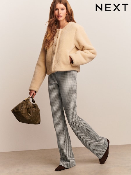 Mono Check Ponte Flared Trousers (F43150) | R$ 280