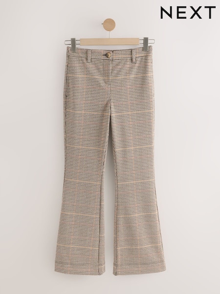 Brown Check Ponte Flared Trousers (F43152) | R$ 280