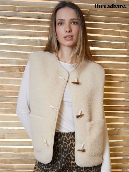 Crème - Threadbare Toggle Fleece Borg Gilet (F43169) | 47 €