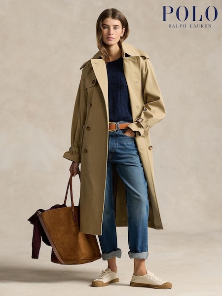 Polo Ralph Lauren Brown Double Breasted Twill Trench Cotton Coat (F43202) | €959