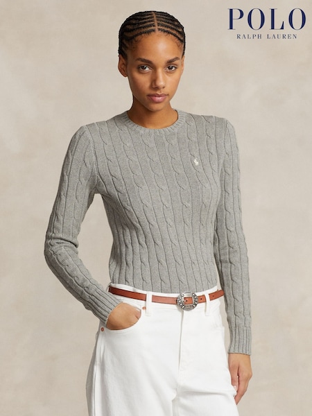Gris - Polo Ralph Lauren Cable-Knit Cotton Crewneck Sweater (F43209) | 269 €
