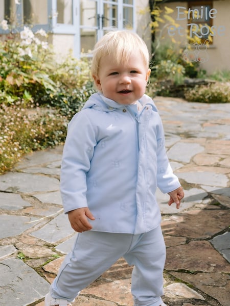 Emile Et Rose Blue Microfibre Jacket With All Over Emb Bear and Hood (F43246) | ‏320 د.إ.‏