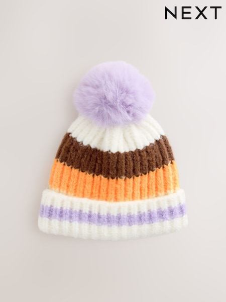 Purple/White Pom Beanie (1-16yrs) (F43256) | €11 - €12