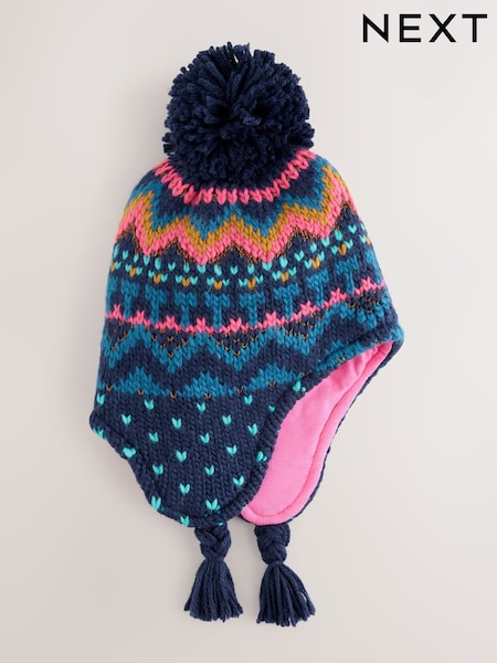 Navy/Burgundy Trapper Hat (3mths-13yrs) (F43258) | €11 - €12