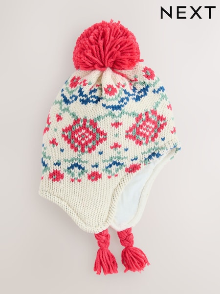 Red Fairisle Trapper Hat (3mths-13yrs) (F43262) | AED46 - AED51