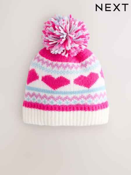 Fluro Pink Blue Heart Trapper Hat (3mths-13yrs) (F43267) | €10 - €11