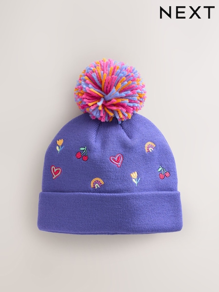 Multi Embroided Pom Beanie (3mths-10yrs) (F43270) | €10