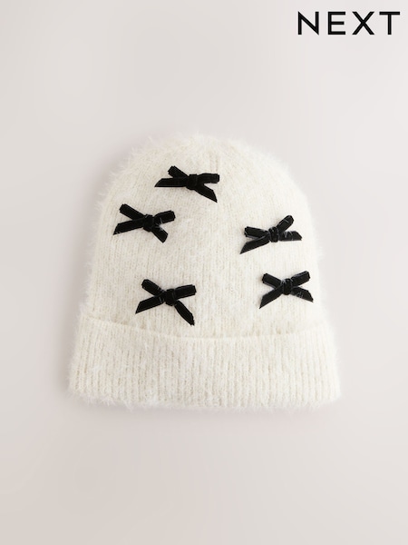 Black/Ecru Bow Beanie Hat (1-16yrs) (F43272) | €11 - €12