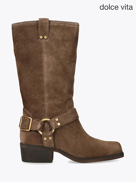 بني - Dolce Vita Rolan Suede Knee Boots