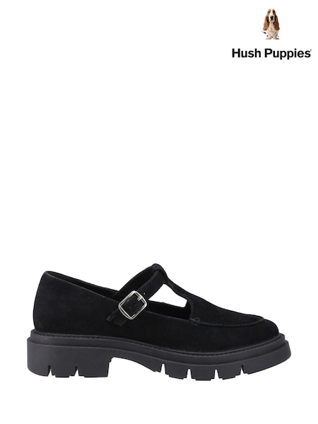 Negru - Hush Puppies Nella T-Bar Black Shoes (F43358) | 633 LEI