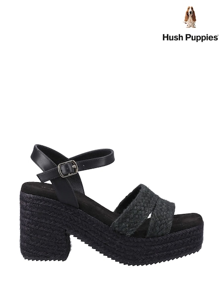 Hush Puppies Jamelia Espadrille Heel Black Sandals (F43395) | €79
