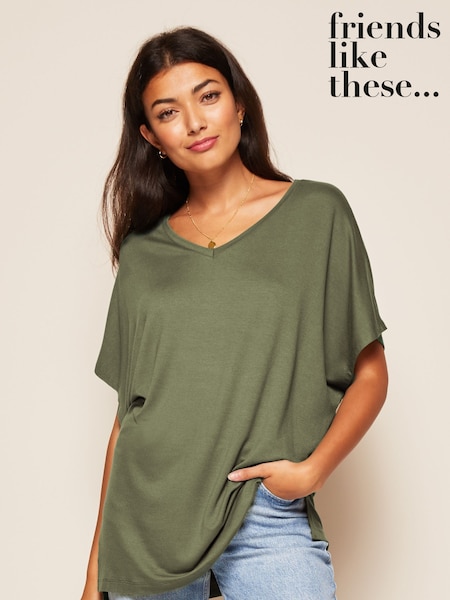 Friends Like These Khaki Green Short Sleeve Tunic (F43514) | €27