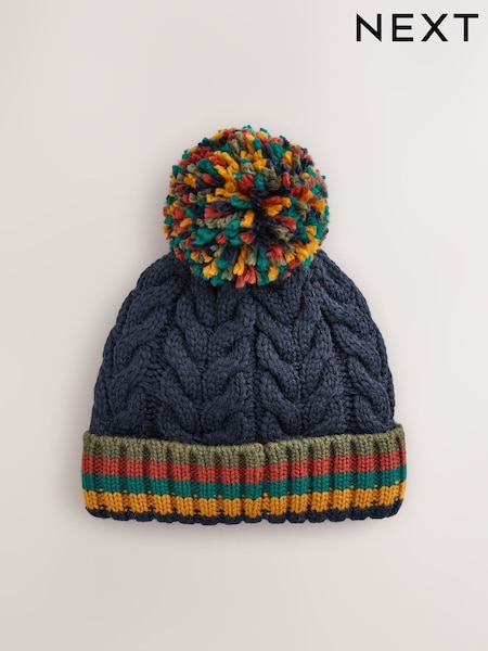 Multi Stripe Pom Beanie Hat (3mths-10yrs) (F43525) | AED41