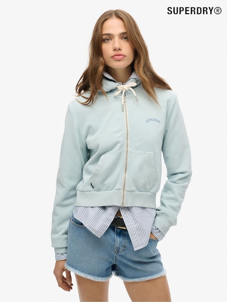 Superdry Blue Essential Logo Cropped Zip 100% Cotton Hoodie (F43596) | 247 QAR