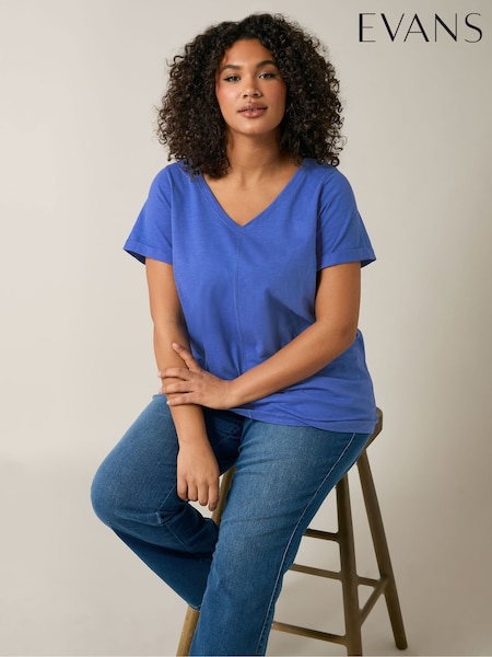 Evans Blue 100% Cotton Jersey Slub T-Shirt (F43618) | €24