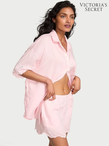 Victoria's Secret Angel Pink Eyelet Cotton Modal Short Pyjama Set (F43620) | €75