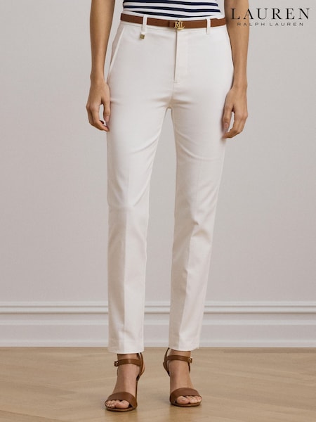 Lauren Ralph Lauren Slim Fit Lakythia 100% Cotton White Trousers (F43718) | 9,553 UAH
