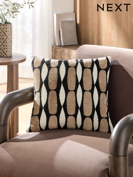 Cut Velvet Geo Cushion (F43748) | ‏118 ر.ق.