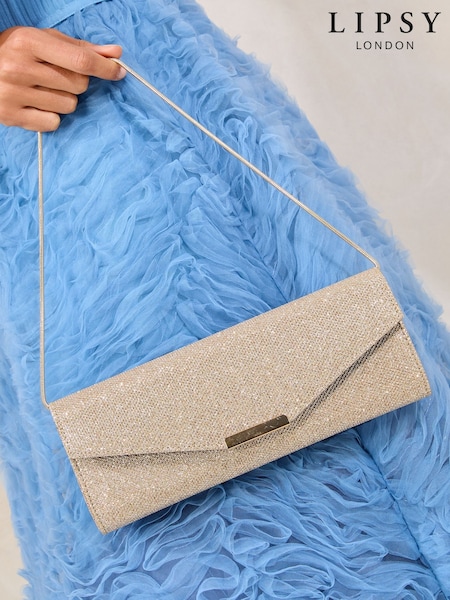 Lipsy Gold Gltter Slim Clutch Bag (F43763) | ₪111