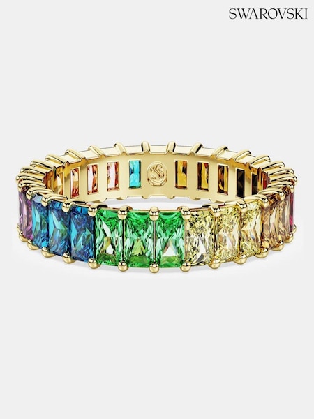 Swarovski Baguette Cut Multicolored Gold-Tone Plated Matrix Ring (F43798) | 886 LEI