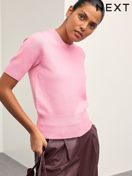 Pink Super Soft Short Sleeve Knitted Top (F43825) | €20
