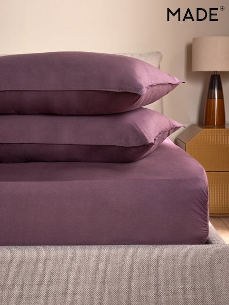 MADE.COM Set of 2 Aubergine Purple Cosy Washed Cotton Pillowcases (F43855) | €20