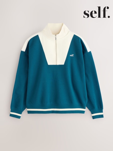 Azul azul-petróleo - Half Zip Sweatshirt (F43889) | R$ 260