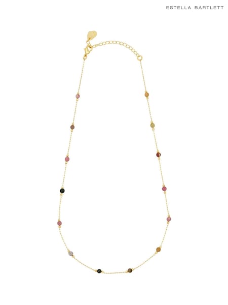 Estella Bartlett Old Gold Tone Amazonite Paperlink Luck Necklace (F43943) | ₪126
