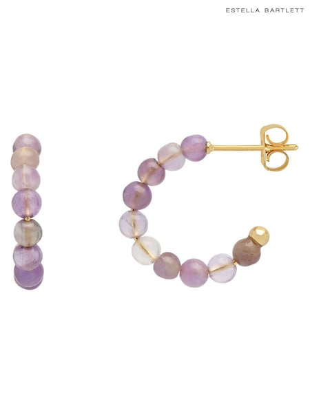 Estella Bartlett Gold Tone Amethyst Amelia Hoop Earrings (F43949) | ₪126