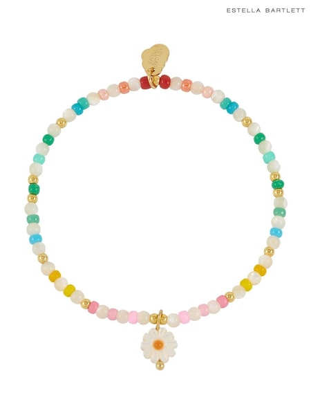 Estella Bartlett Gold Tone Multi Gemstone Shell Flower Bracelet (F43952) | ₪111