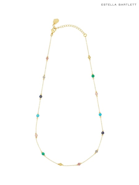 Estella Bartlett Pale Gold Tone Amazonite Paperlink Luck Necklace (F43962) | ₪126