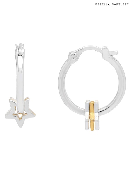 Estella Bartlett Silver Tone Multi Star Hoop Earrings (F43964) | €32