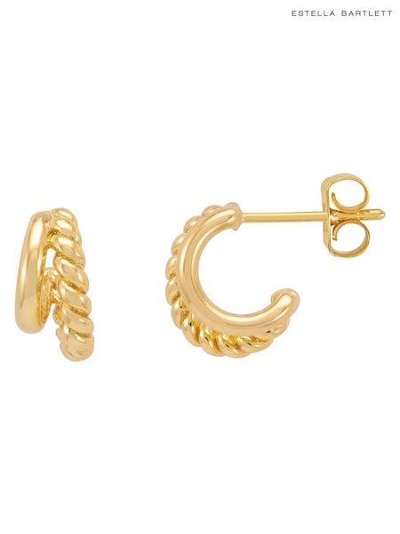 Estella Bartlett Gold Tone Plain And Twist Double Hoop Earrings (F43969) | €29