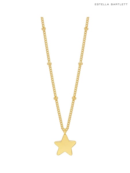 Estella Bartlett Gold Tone Hand Drawn Star Pendant On Beaded Chain Necklace (F43971) | €36