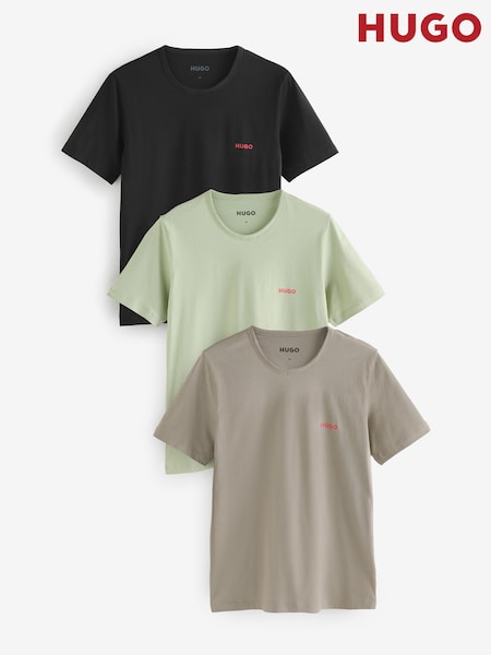 HUGO Beige/Green/Black 100% Cotton T-Shirts 3 Pack (F44043) | LEI 335