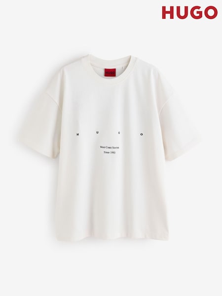 HUGO Natural 100% Cotton Palm Tree Back Graphic T-Shirt (F44071) | €113