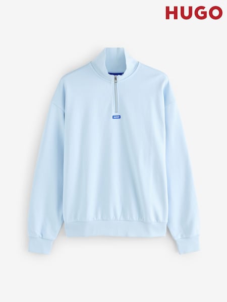 HUGO Blue Logo 1/4 Zip 100% Cotton Sweat Top (F44097) | AED577