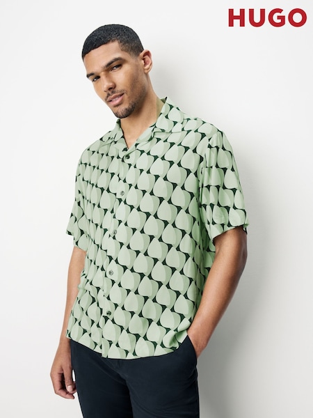 HUGO Green Printed Resort Shirt (F44127) | ₪598
