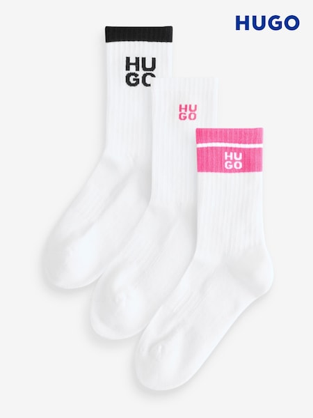 HUGO White Logo Crew Socks 3 Pack (F44142) | €35