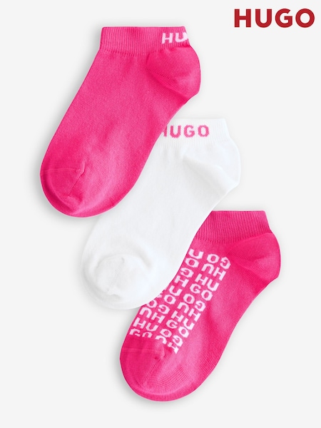 HUGO Pink Logo Ankle Socks 3 Pack (F44152) | LEI 134