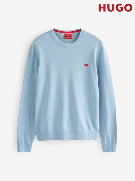 HUGO Blue Crew Neck 100% Cotton Jumper (F44154) | €142