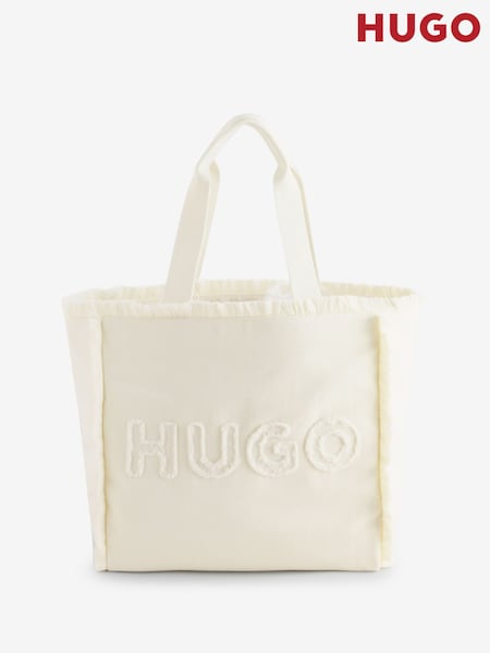 Weiß - HUGO Becky Cotton Fringe Tote Bag (F44158) | 198 €