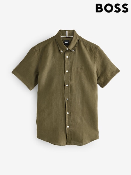 BOSS Green Slim Fit Roan 100% Linen Shirt (F44169) | AED577