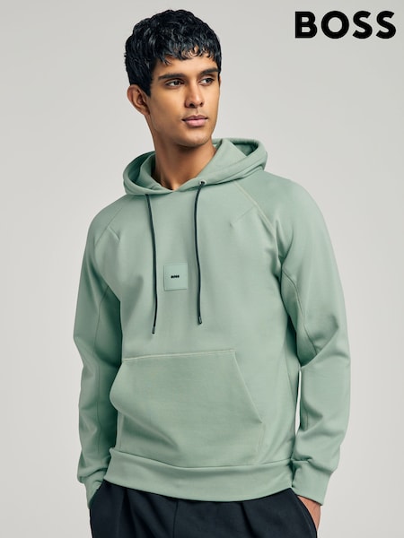 ירוק - Boss Regular-fit Box Logo Hoodie (F44224) | ‏1,053‏₪