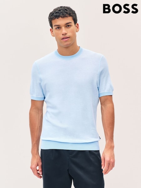 BOSS Light Blue Regular Fit Crew Neck T-Shirt (F44231) | 395 QAR
