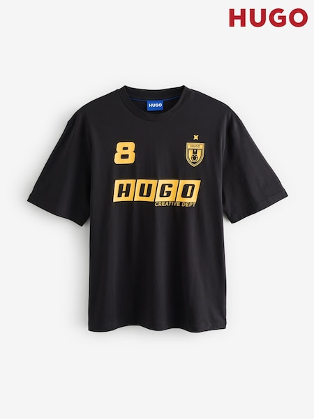 HUGO Black Hugo 93 Football 100% Cotton T-Shirt (F44237) | ₪226